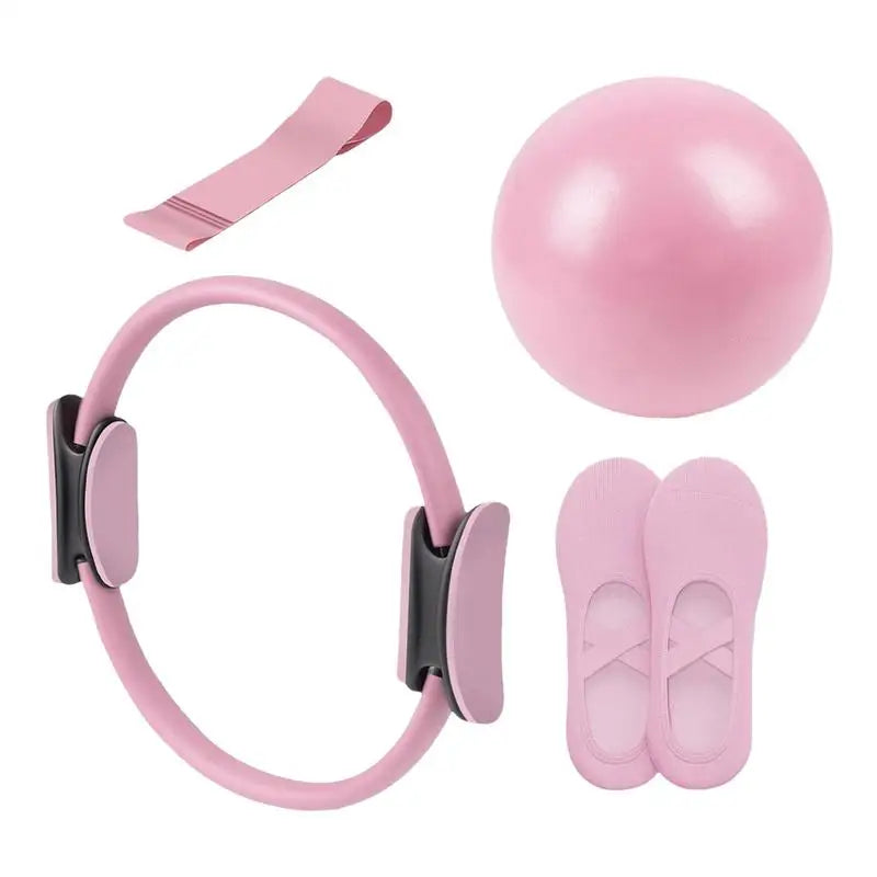 Aura Fitness Pilates Ring and Ball Set Pilates Equipment Set Fitness Equipment with Resistance Band Portable Workout Tool for Home Gym Studio